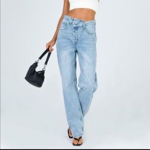 New Princess Polly Asymmetric Straight Leg Jeans 0